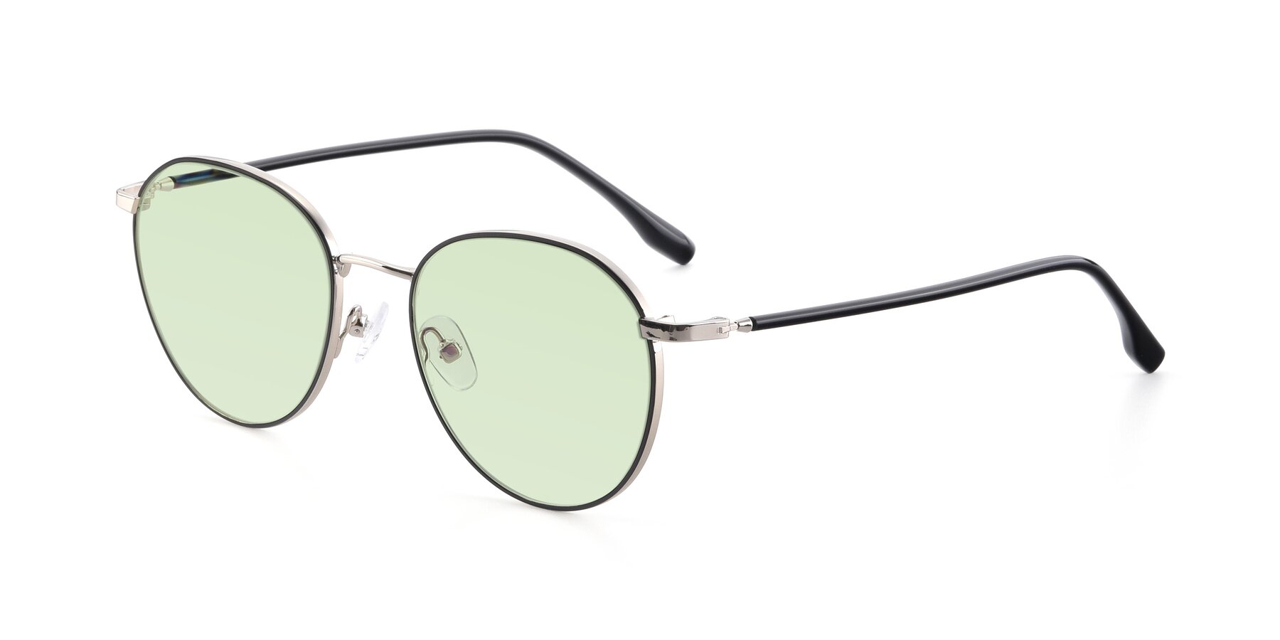 Angle of 9553 in Black-Silver with Light Green Tinted Lenses