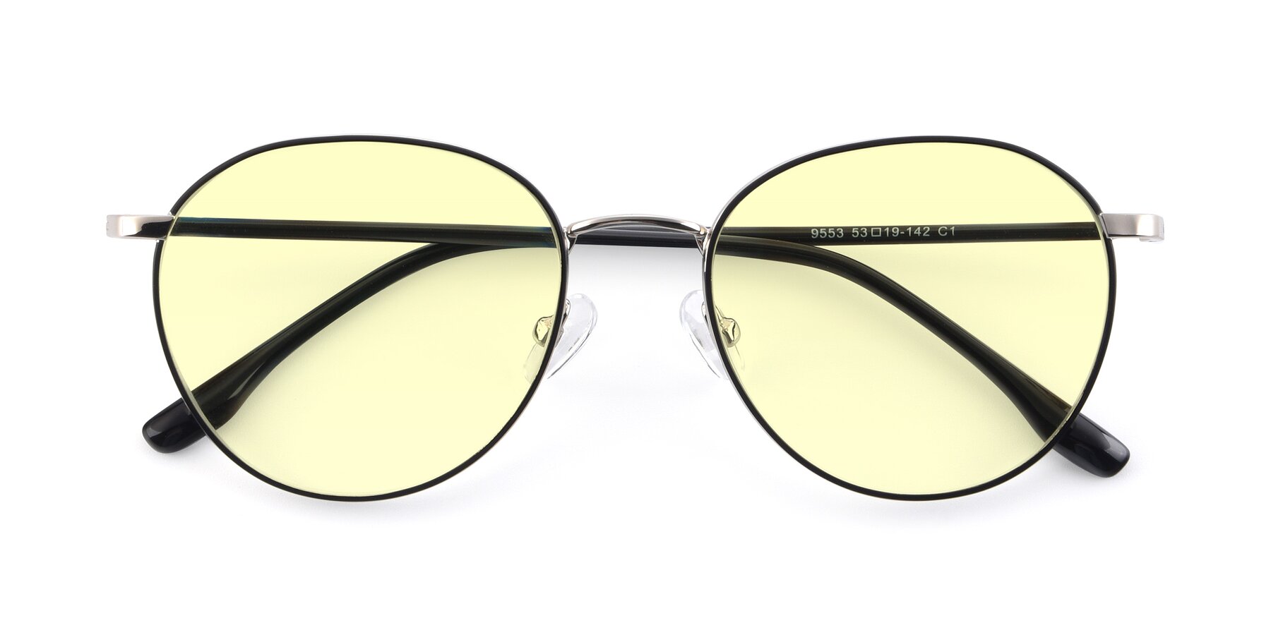 Folded Front of 9553 in Black-Silver with Light Yellow Tinted Lenses