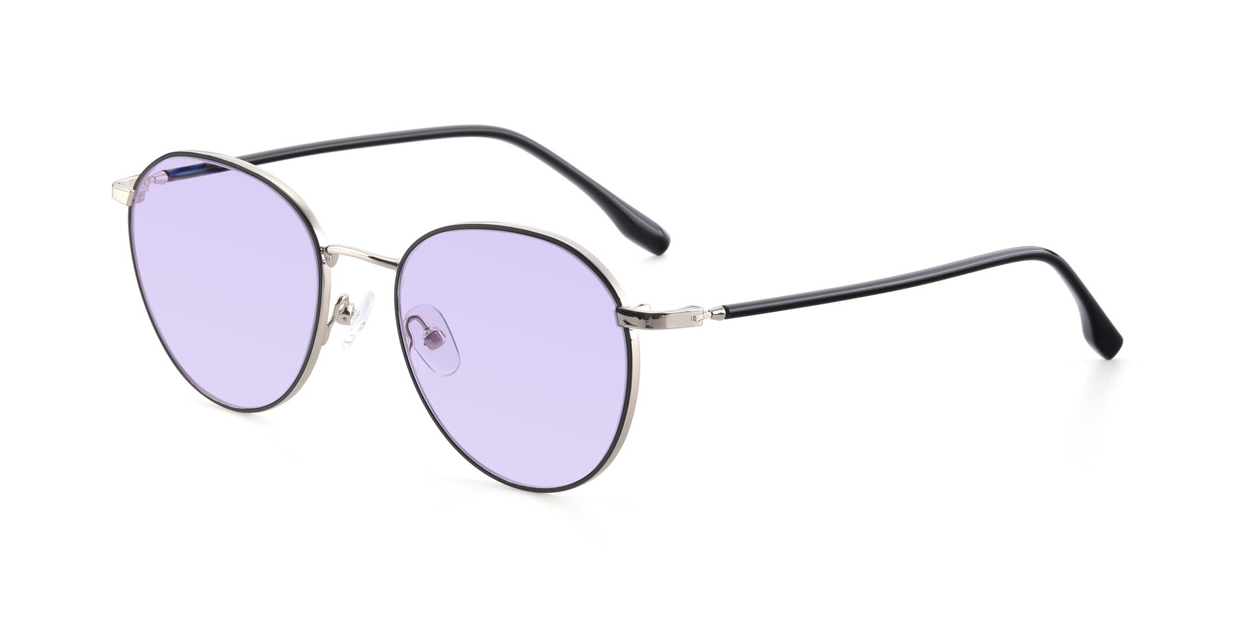 Angle of 9553 in Black-Silver with Light Purple Tinted Lenses