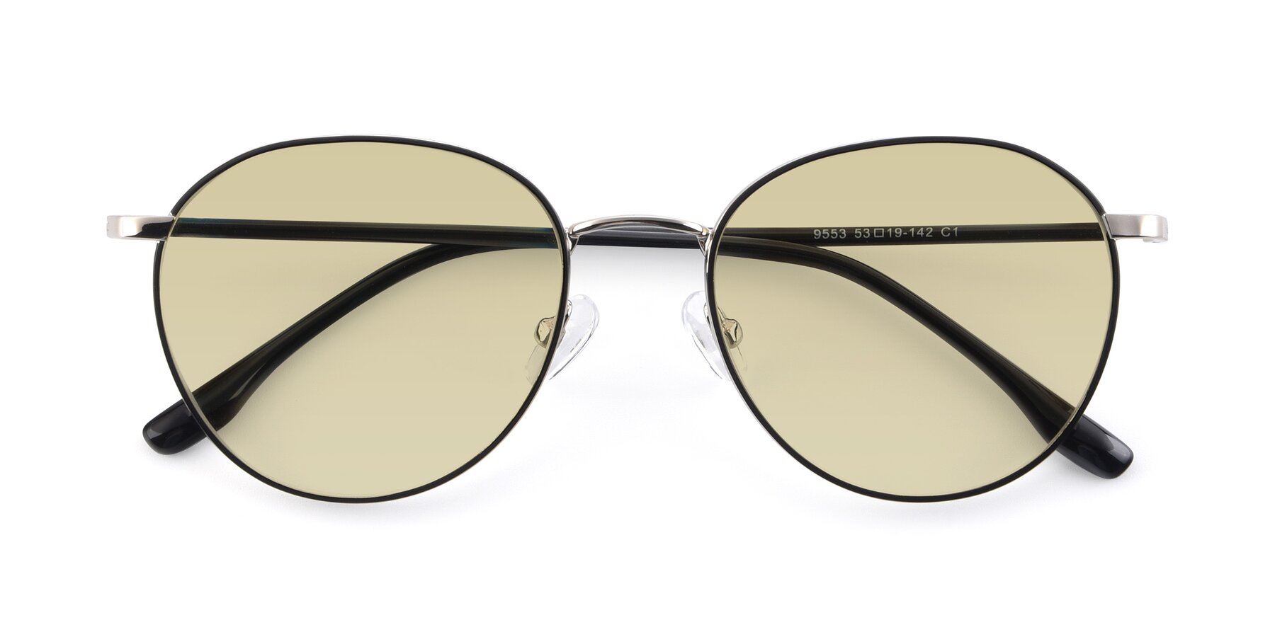 Folded Front of 9553 in Black-Silver with Light Champagne Tinted Lenses