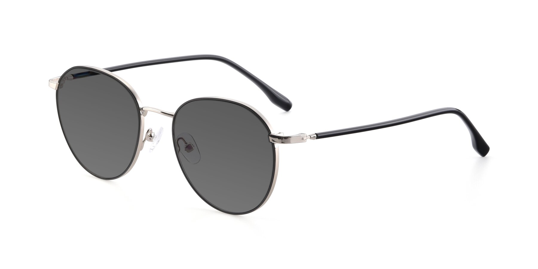 Angle of 9553 in Black-Silver with Medium Gray Tinted Lenses