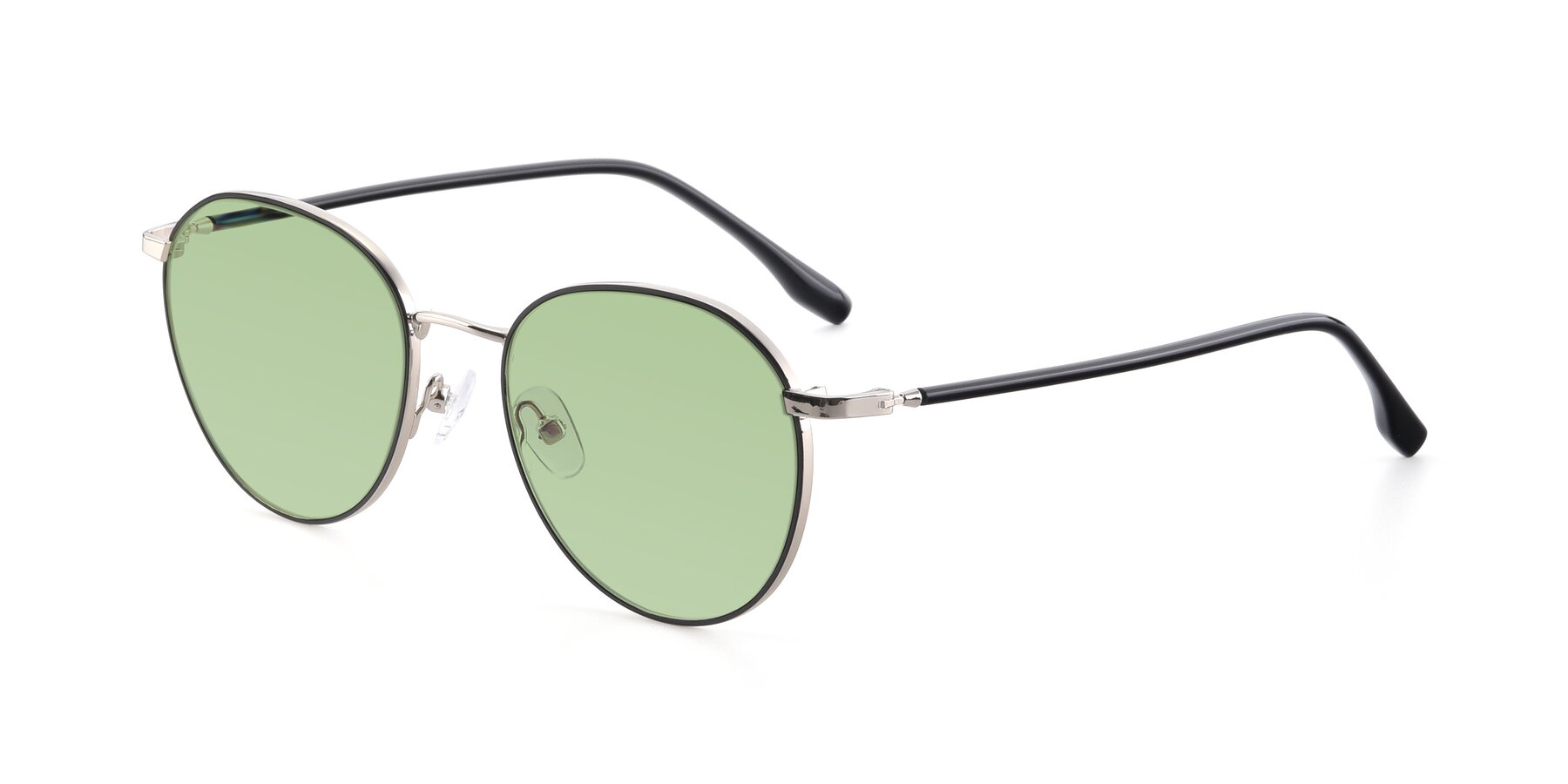 Angle of 9553 in Black-Silver with Medium Green Tinted Lenses