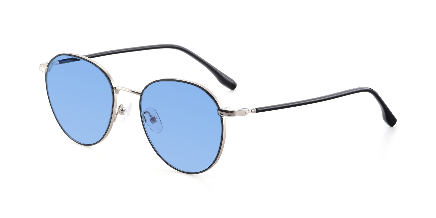 Angle of 9553 in Black-Silver with Medium Blue Tinted Lenses