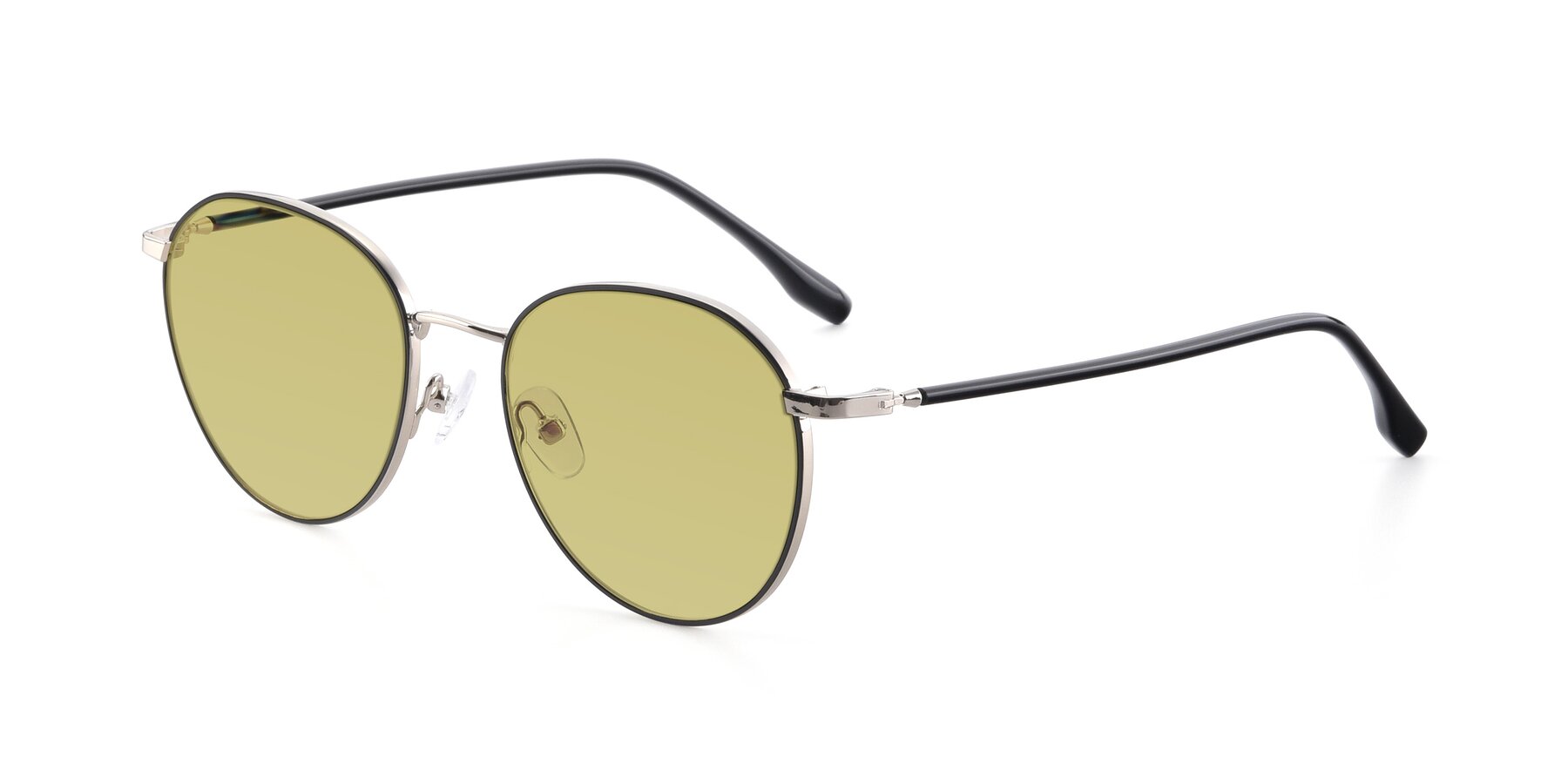 Angle of 9553 in Black-Silver with Medium Champagne Tinted Lenses
