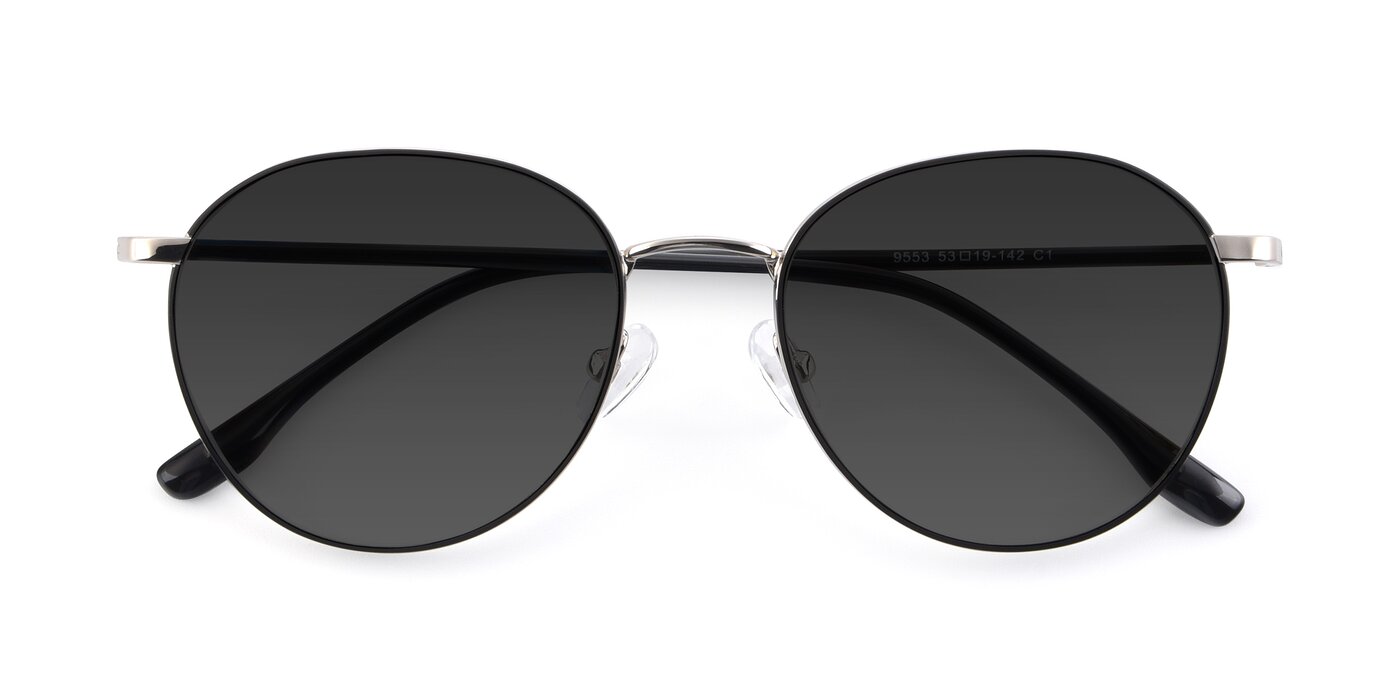 9553 - Black / Silver Tinted Sunglasses