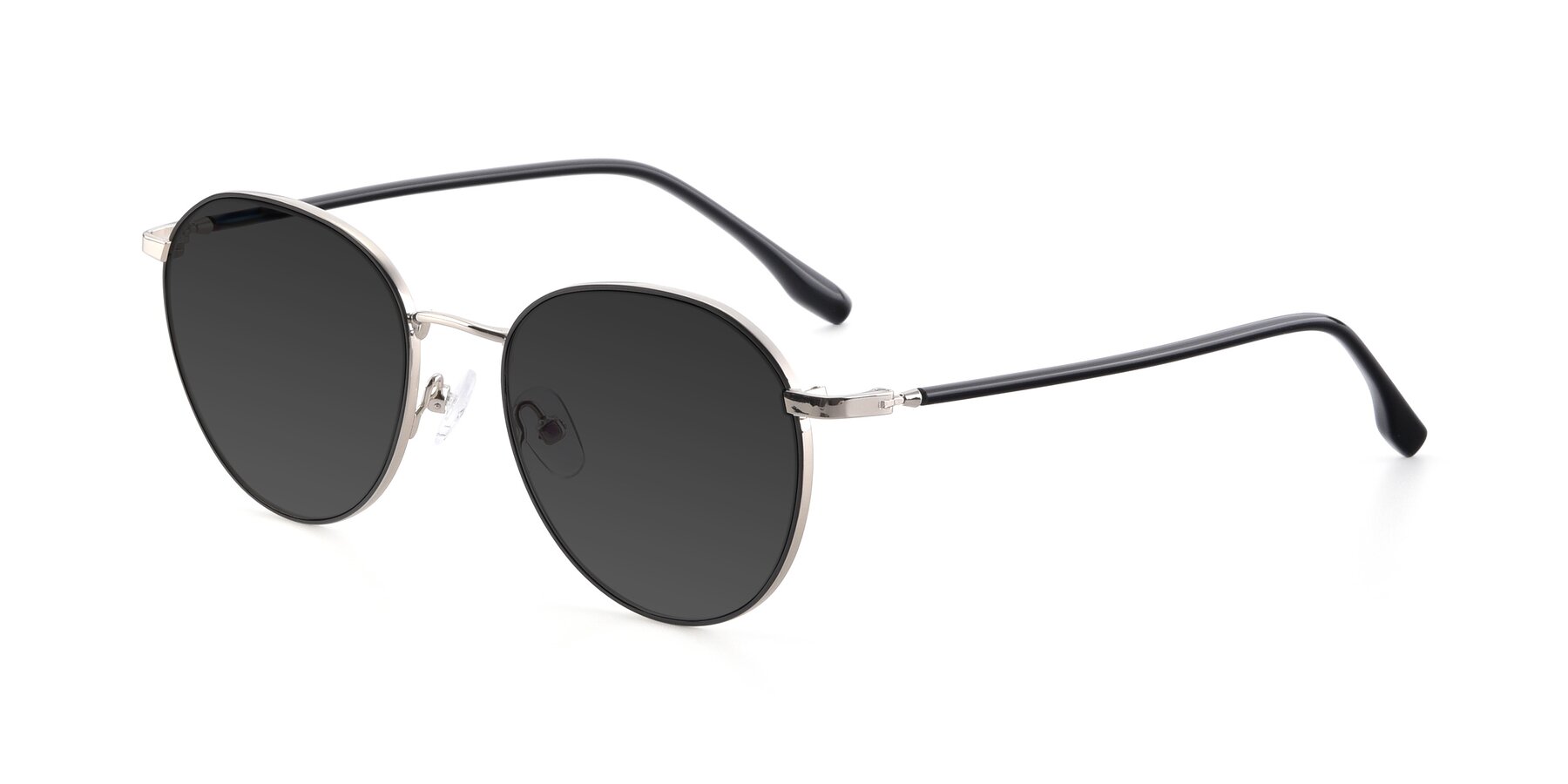 Angle of 9553 in Black-Silver with Gray Tinted Lenses
