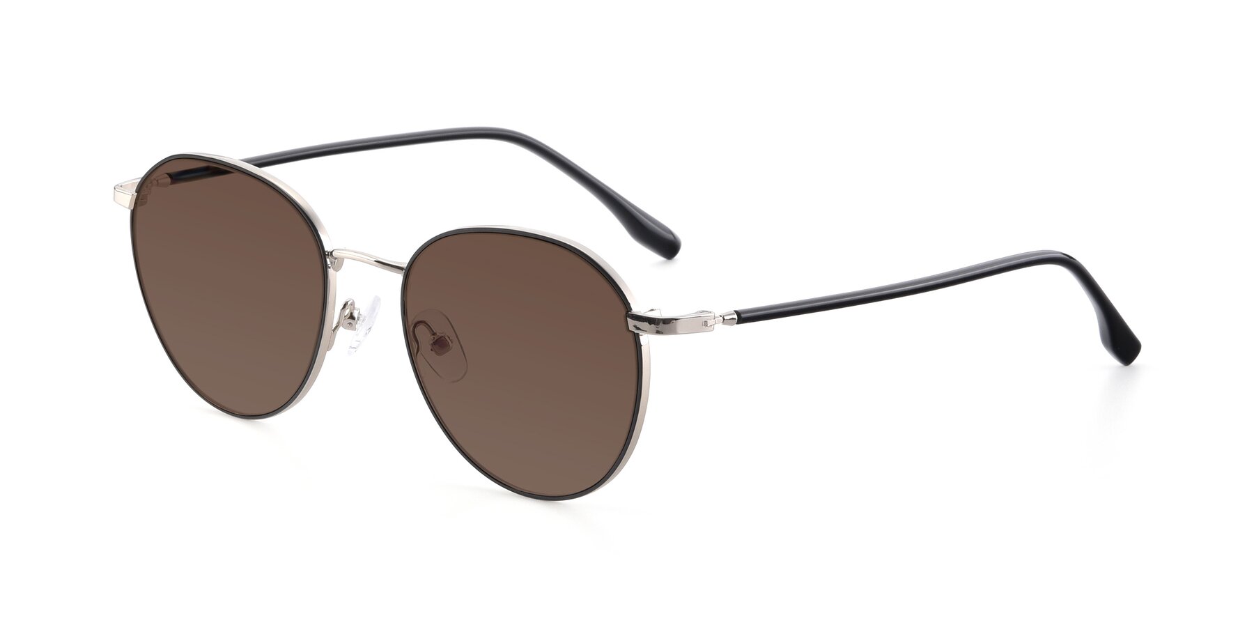 Angle of 9553 in Black-Silver with Brown Tinted Lenses