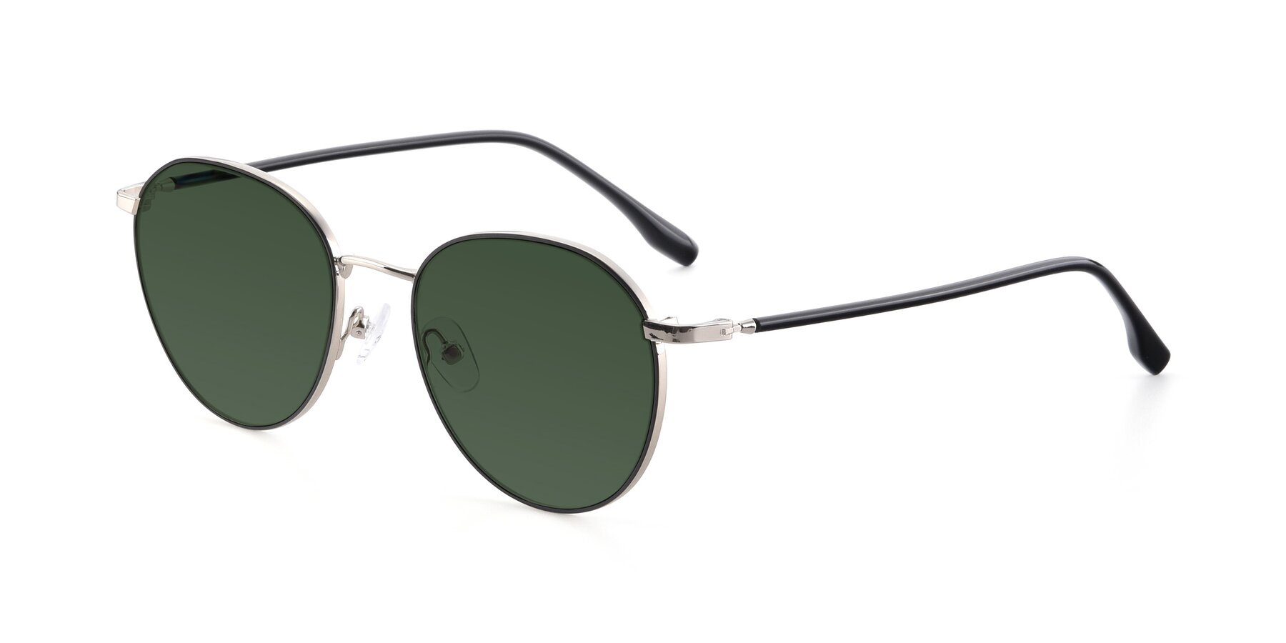 Angle of 9553 in Black-Silver with Green Tinted Lenses