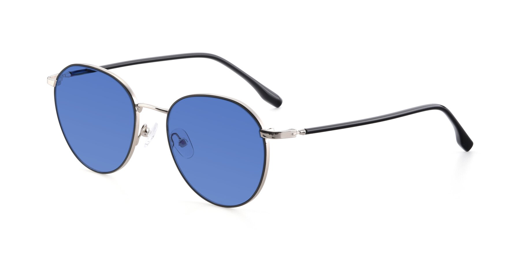 Angle of 9553 in Black-Silver with Blue Tinted Lenses