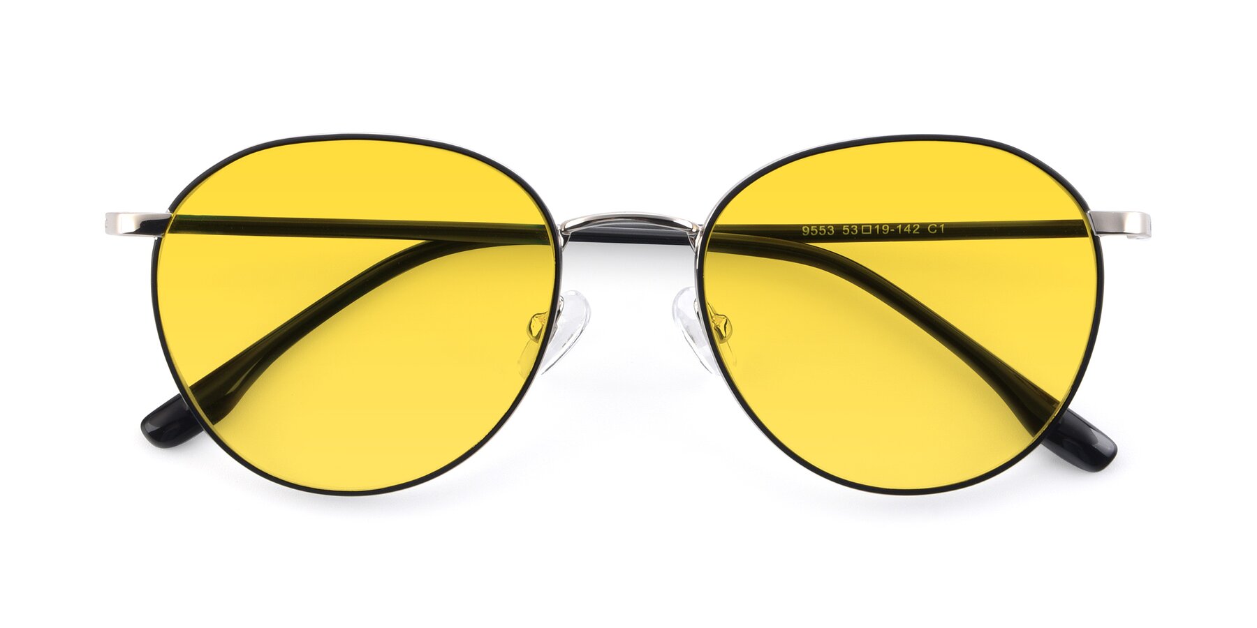 Folded Front of 9553 in Black-Silver with Yellow Tinted Lenses
