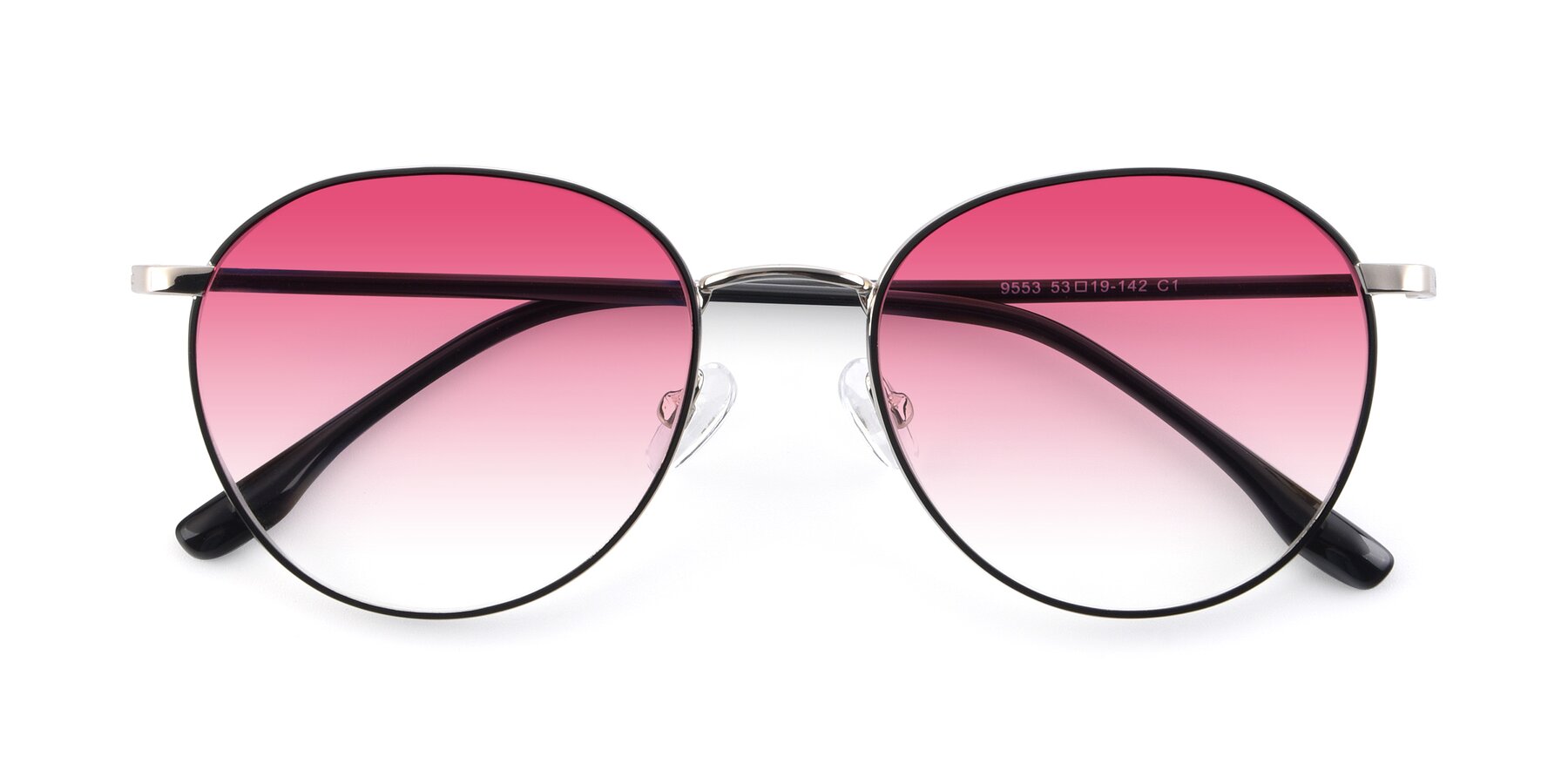 Folded Front of 9553 in Black-Silver with Pink Gradient Lenses