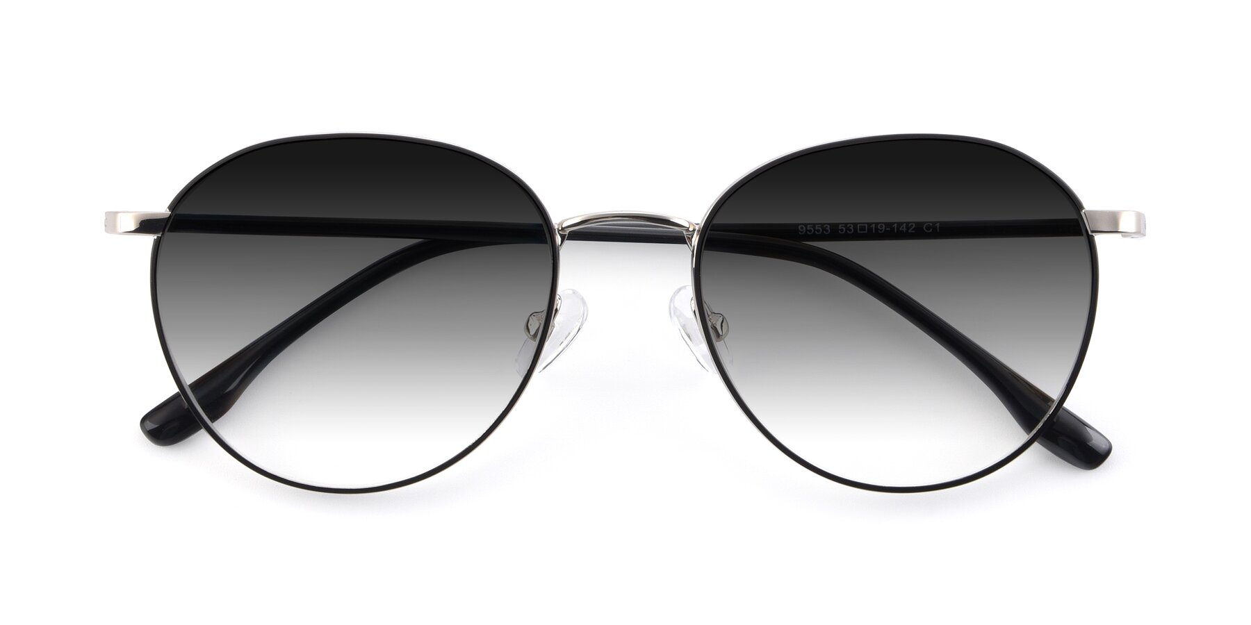 Folded Front of 9553 in Black-Silver with Gray Gradient Lenses