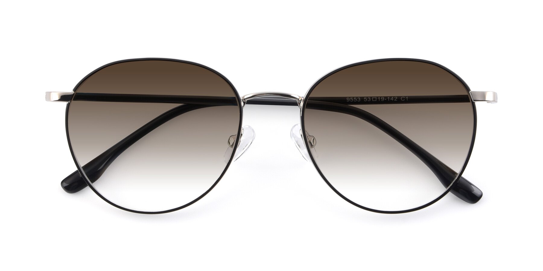 Folded Front of 9553 in Black-Silver with Brown Gradient Lenses