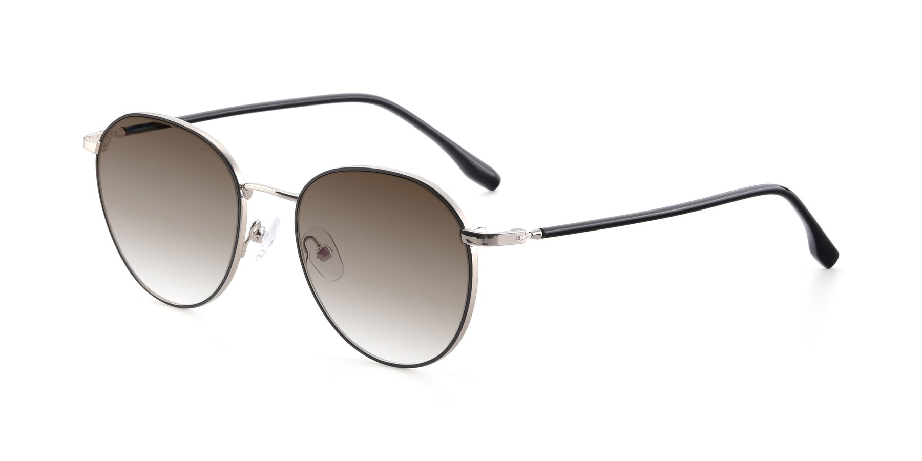 Angle of 9553 in Black-Silver with Brown Gradient Lenses