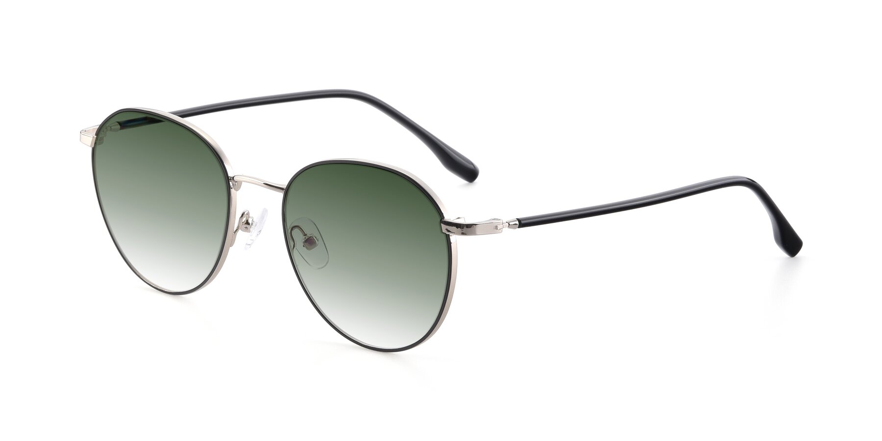 Angle of 9553 in Black-Silver with Green Gradient Lenses