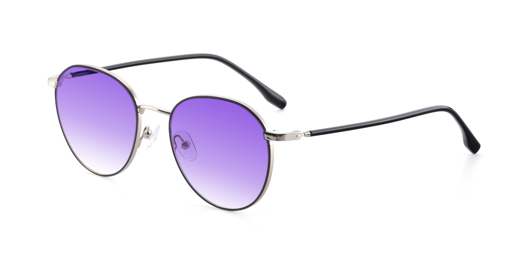 Angle of 9553 in Black-Silver with Purple Gradient Lenses