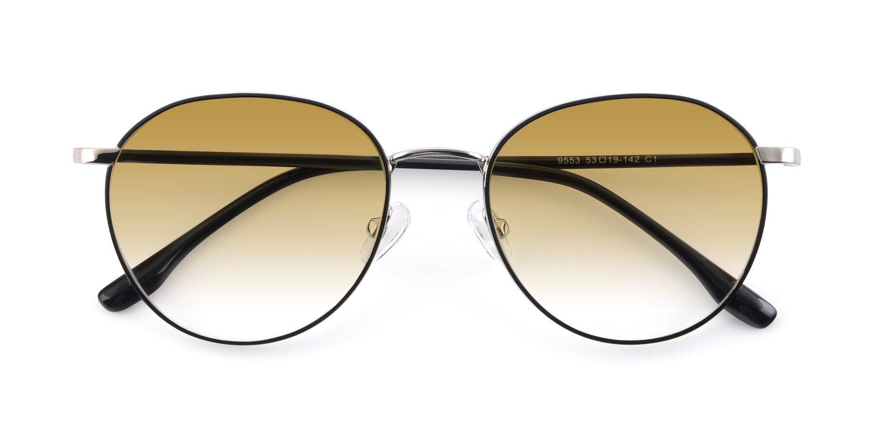 Folded Front of 9553 in Black-Silver with Champagne Gradient Lenses