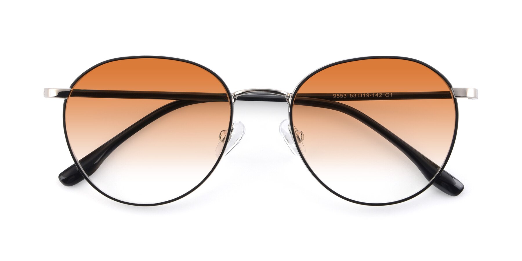 Folded Front of 9553 in Black-Silver with Orange Gradient Lenses