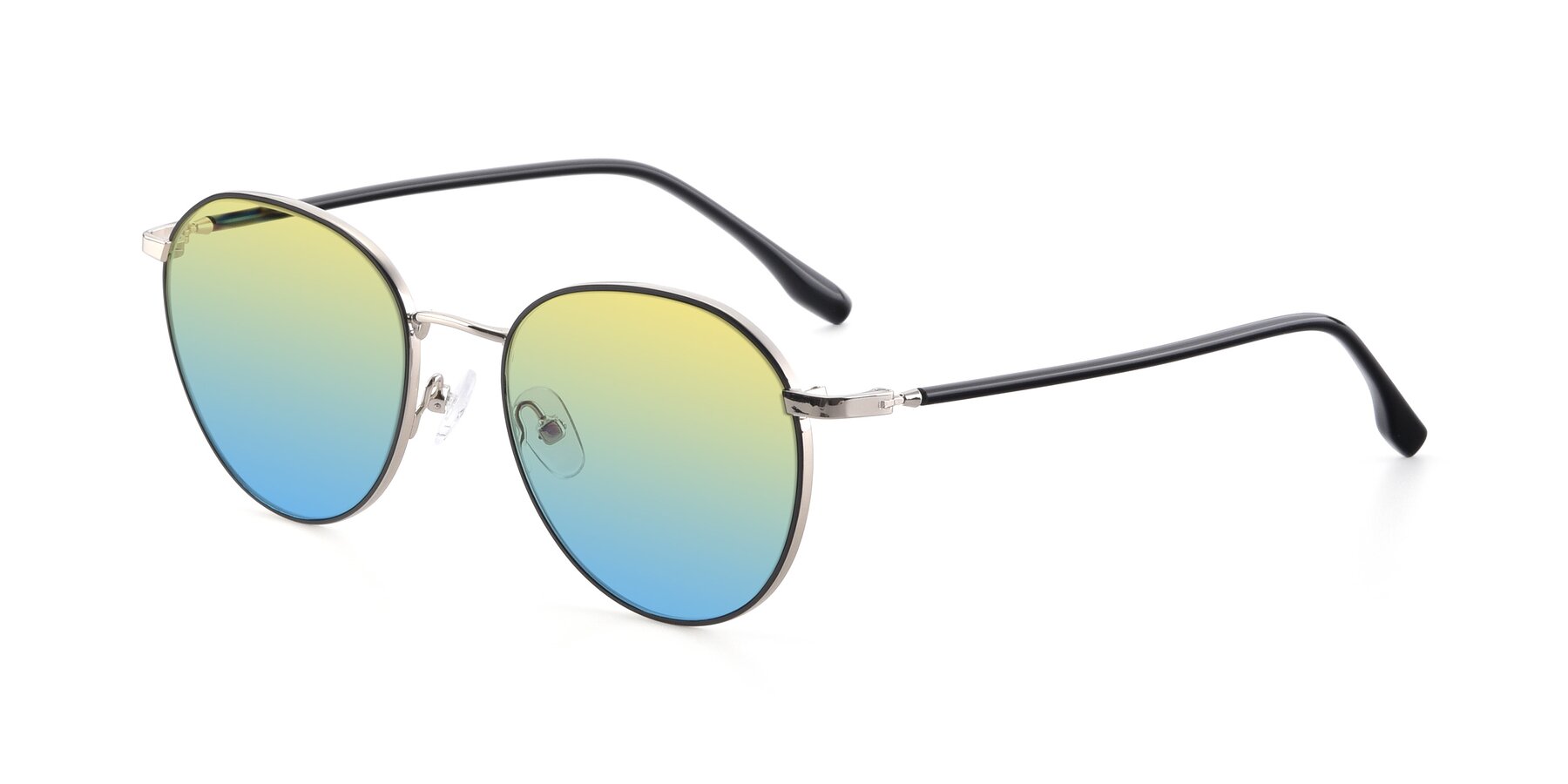Angle of 9553 in Black-Silver with Yellow / Blue Gradient Lenses