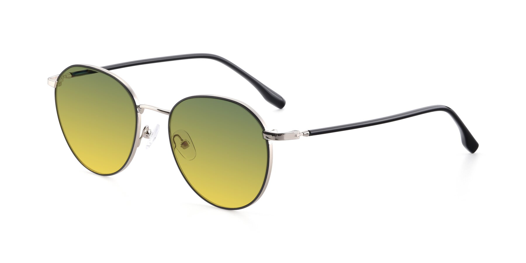 Angle of 9553 in Black-Silver with Green / Yellow Gradient Lenses