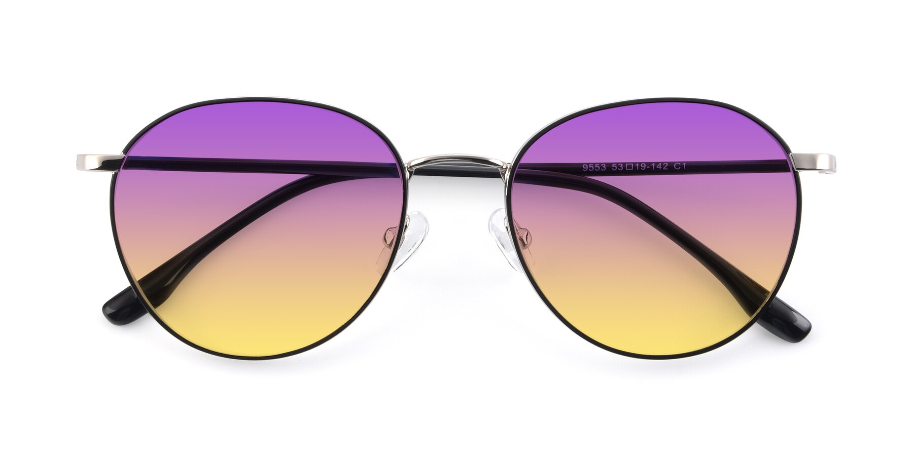 Folded Front of 9553 in Black-Silver with Purple / Yellow Gradient Lenses