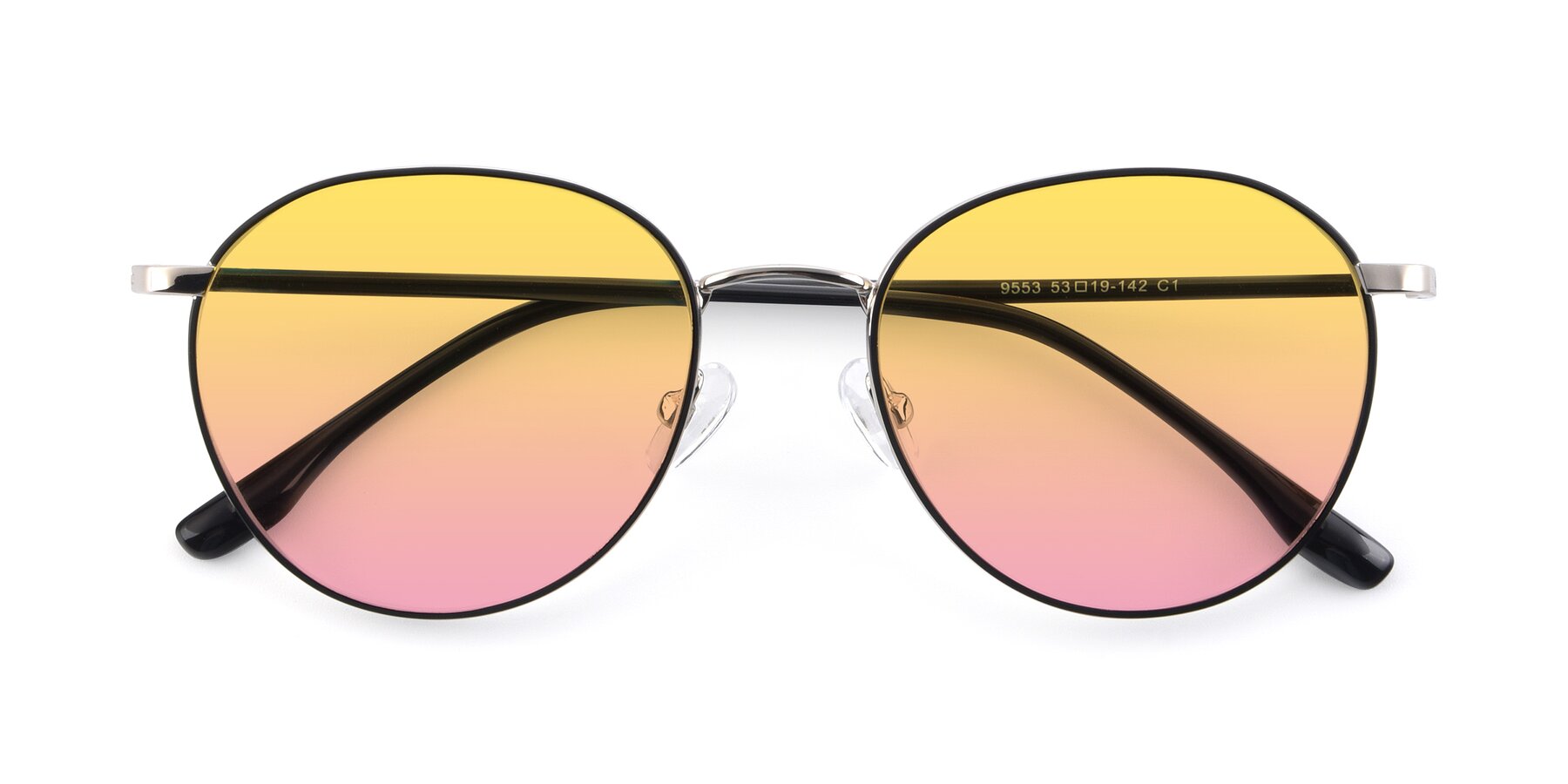 Folded Front of 9553 in Black-Silver with Yellow / Pink Gradient Lenses