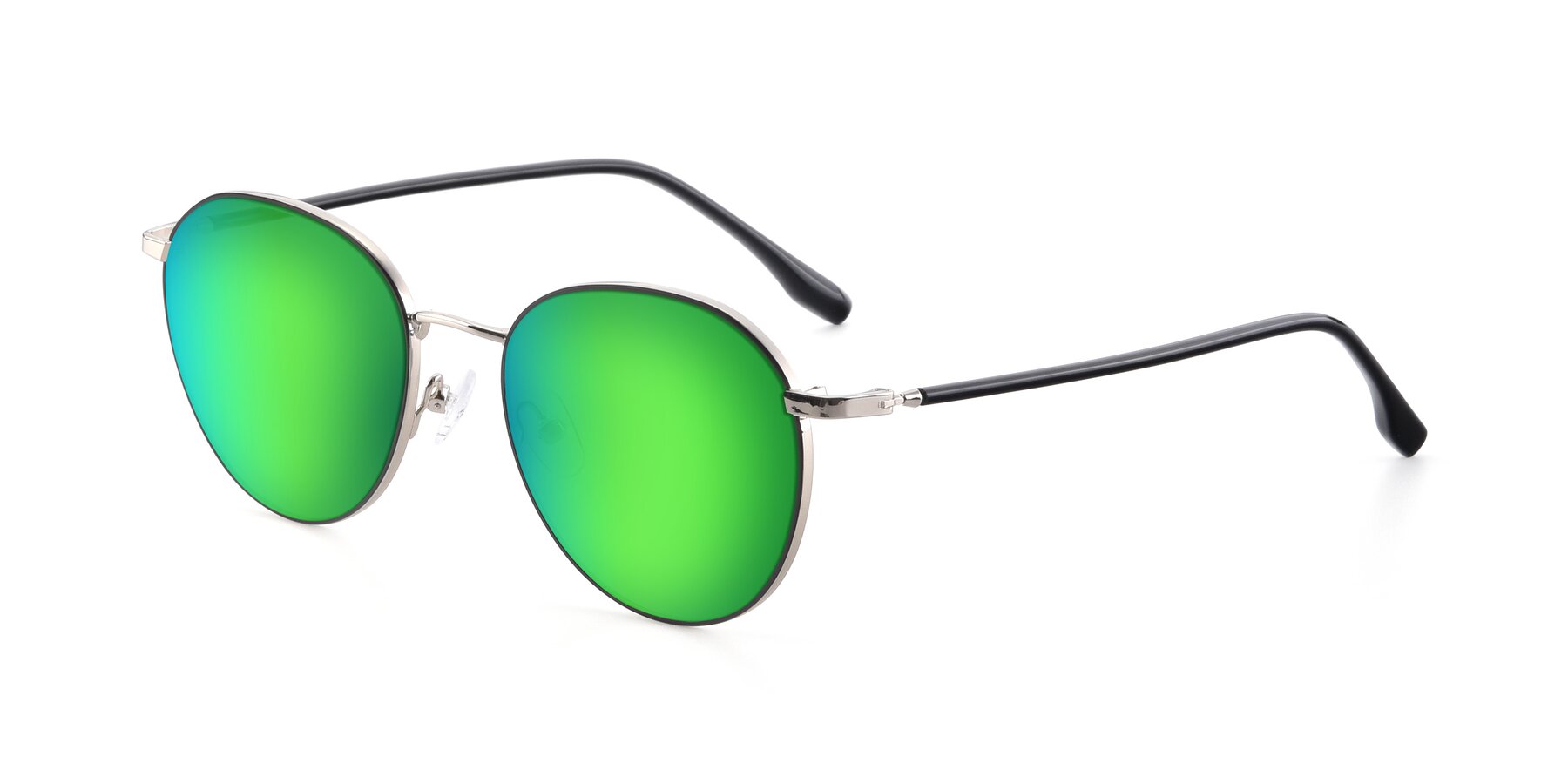 Angle of 9553 in Black-Silver with Green Mirrored Lenses