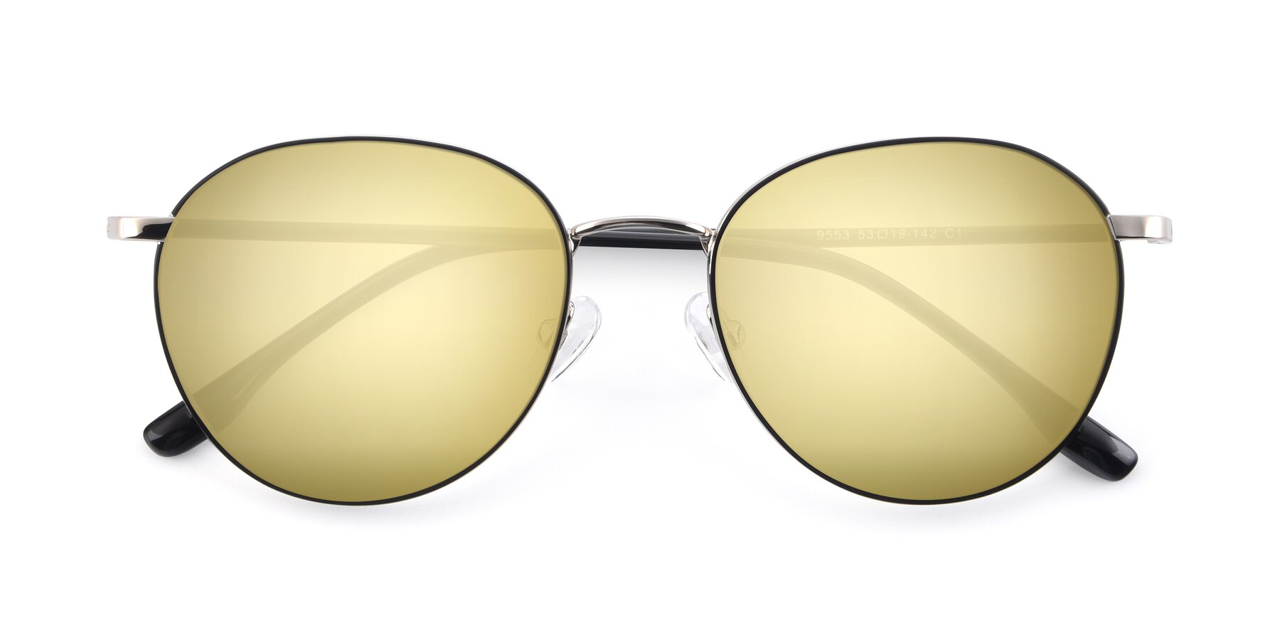 Folded Front of 9553 in Black-Silver with Gold Mirrored Lenses