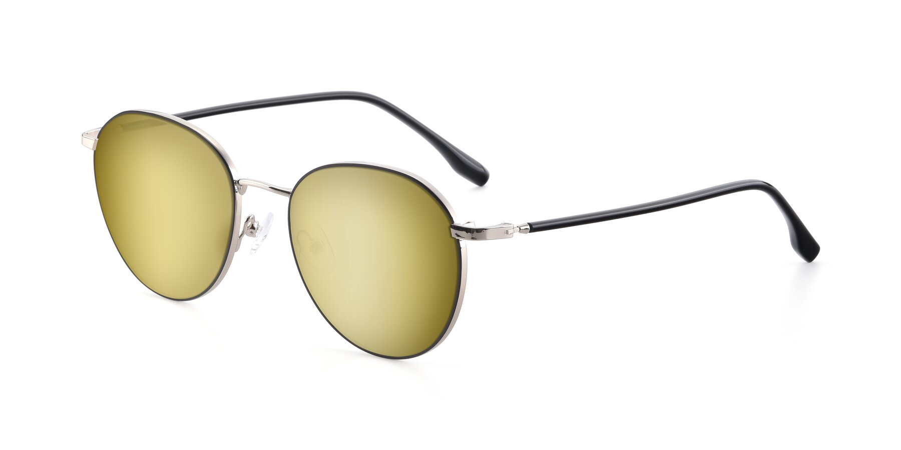 Angle of 9553 in Black-Silver with Gold Mirrored Lenses