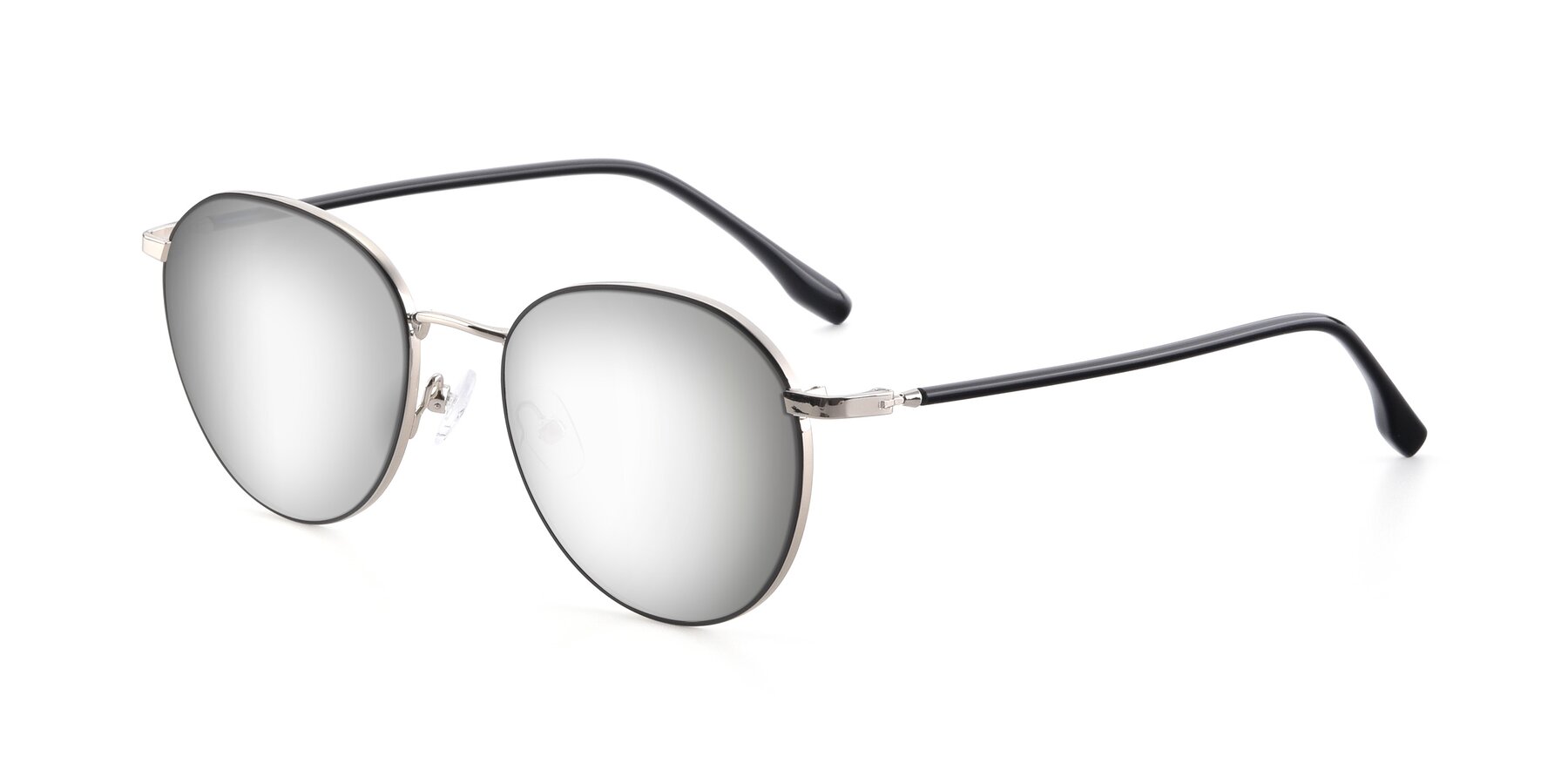 Angle of 9553 in Black-Silver with Silver Mirrored Lenses