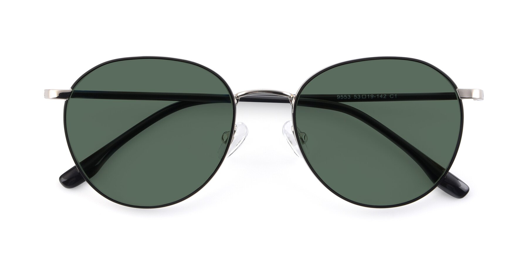 Folded Front of 9553 in Black-Silver with Green Polarized Lenses