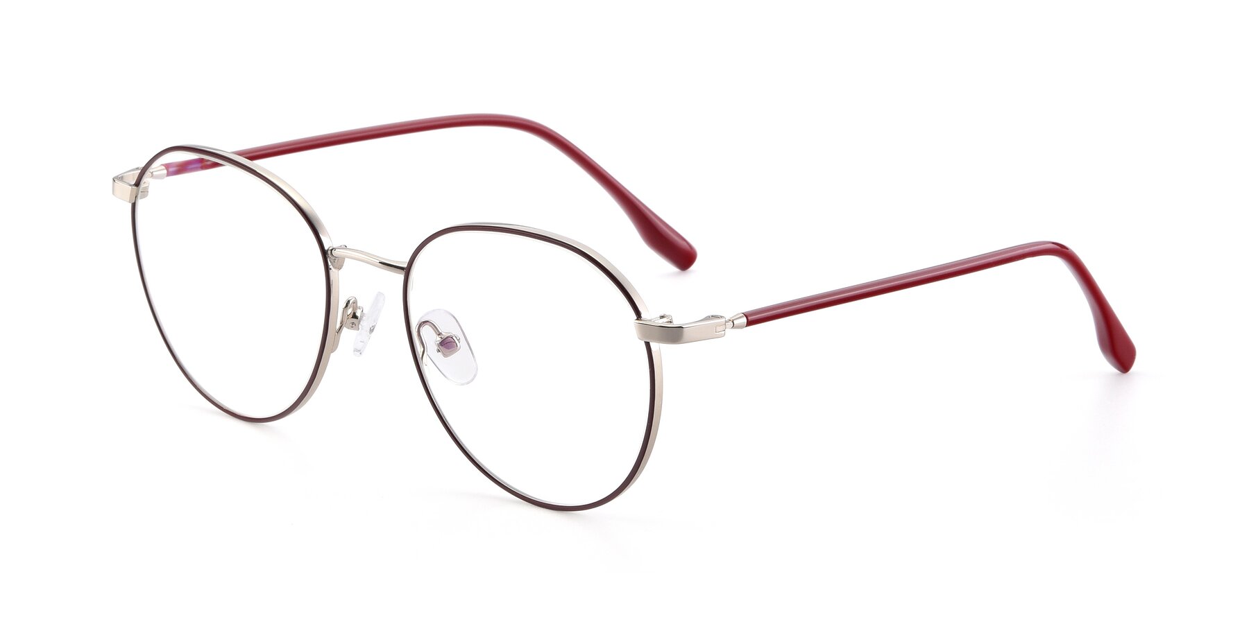 Angle of 9553 in Wine-Silver with Clear Eyeglass Lenses