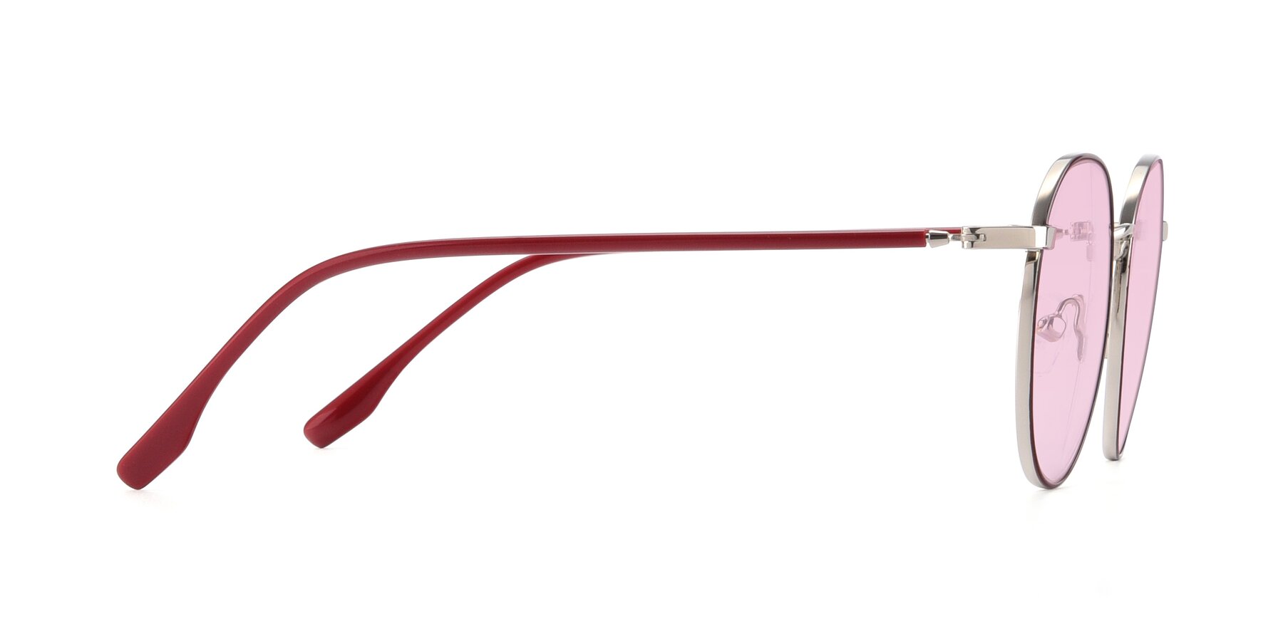 Side of 9553 in Wine-Silver with Light Pink Tinted Lenses