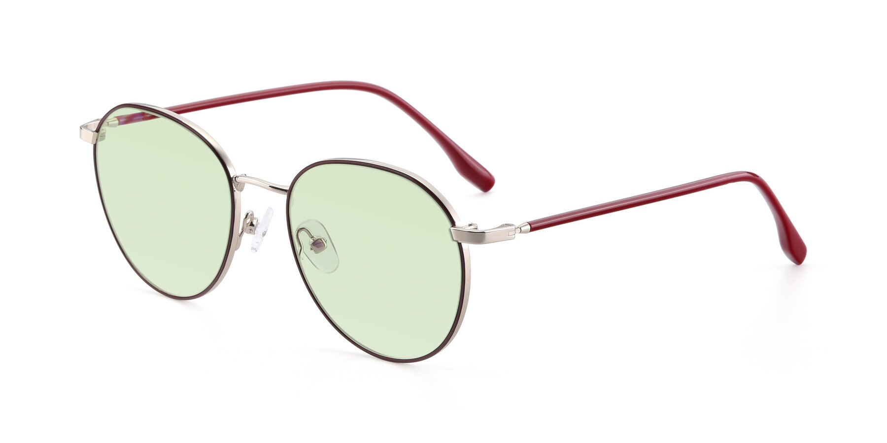 Angle of 9553 in Wine-Silver with Light Green Tinted Lenses