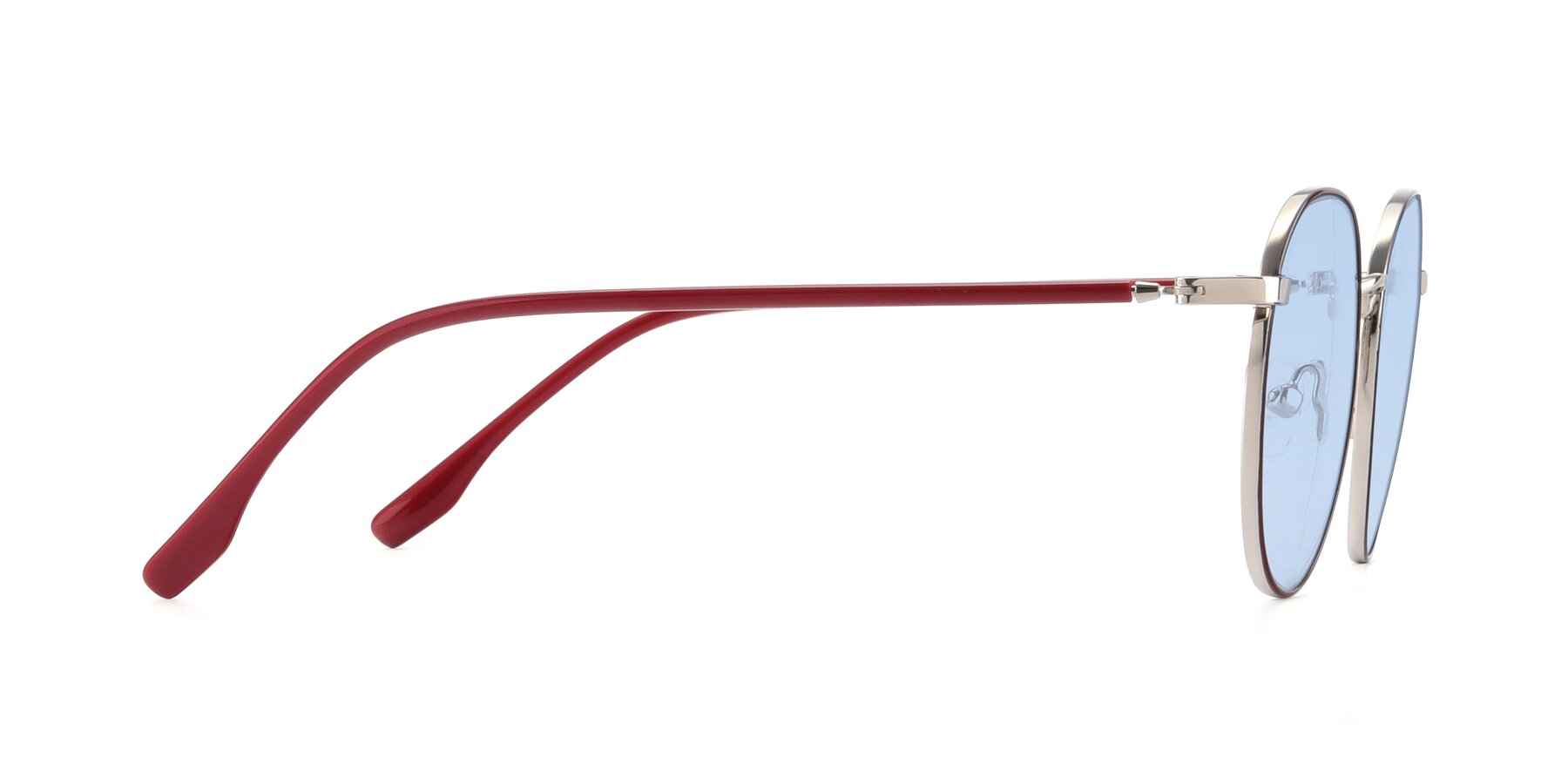 Side of 9553 in Wine-Silver with Light Blue Tinted Lenses