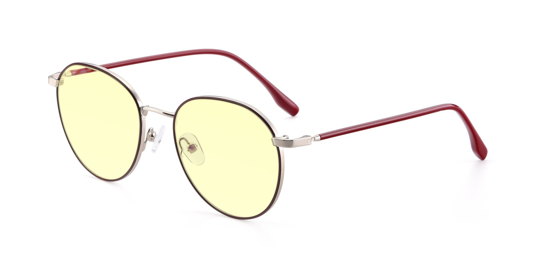 Angle of 9553 in Wine-Silver with Light Yellow Tinted Lenses