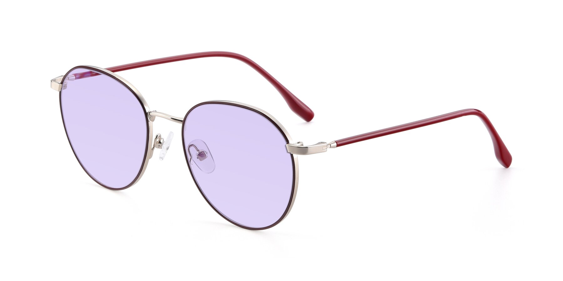 Angle of 9553 in Wine-Silver with Light Purple Tinted Lenses
