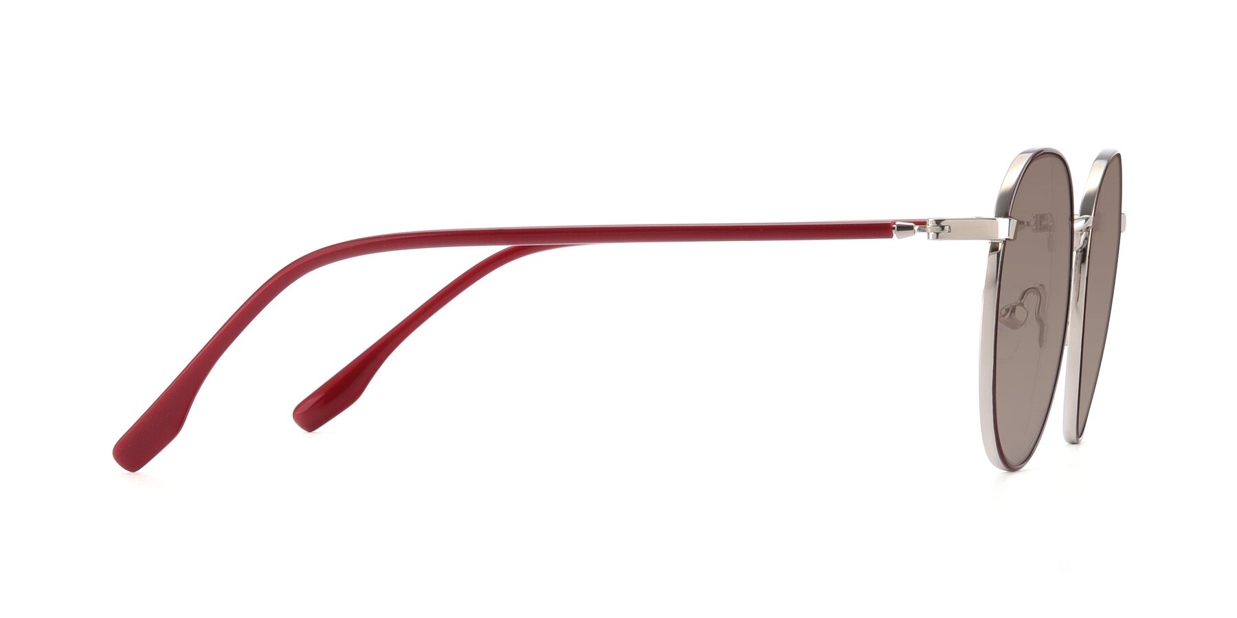 Side of 9553 in Wine-Silver with Medium Brown Tinted Lenses