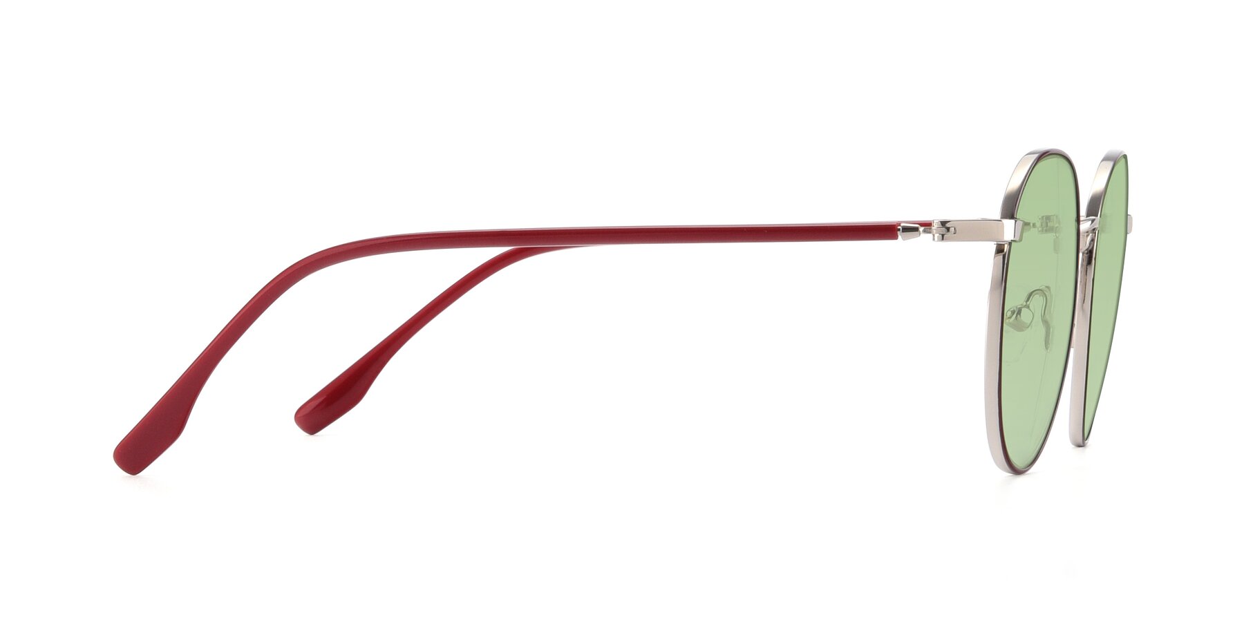 Side of 9553 in Wine-Silver with Medium Green Tinted Lenses
