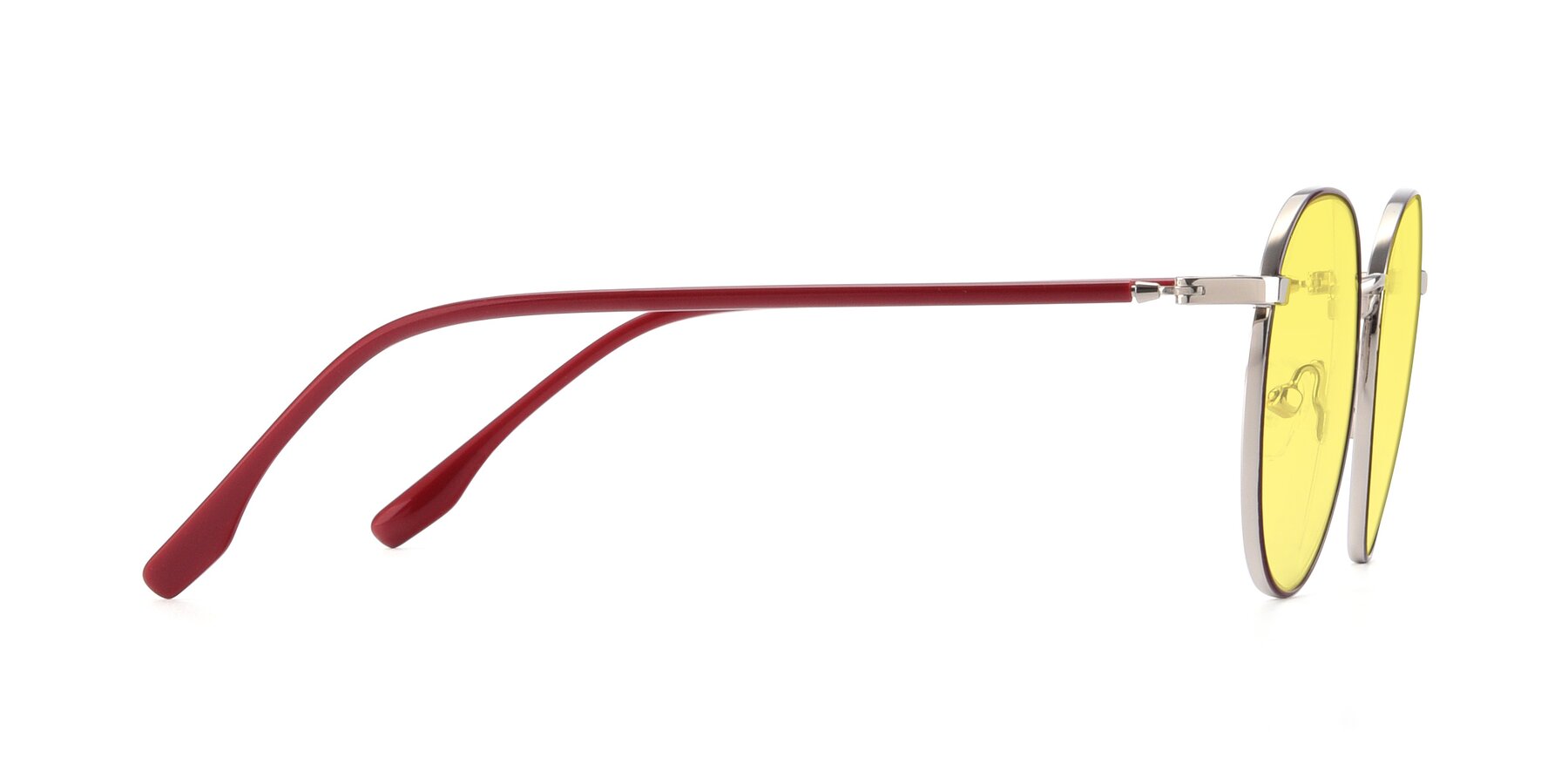 Side of 9553 in Wine-Silver with Medium Yellow Tinted Lenses