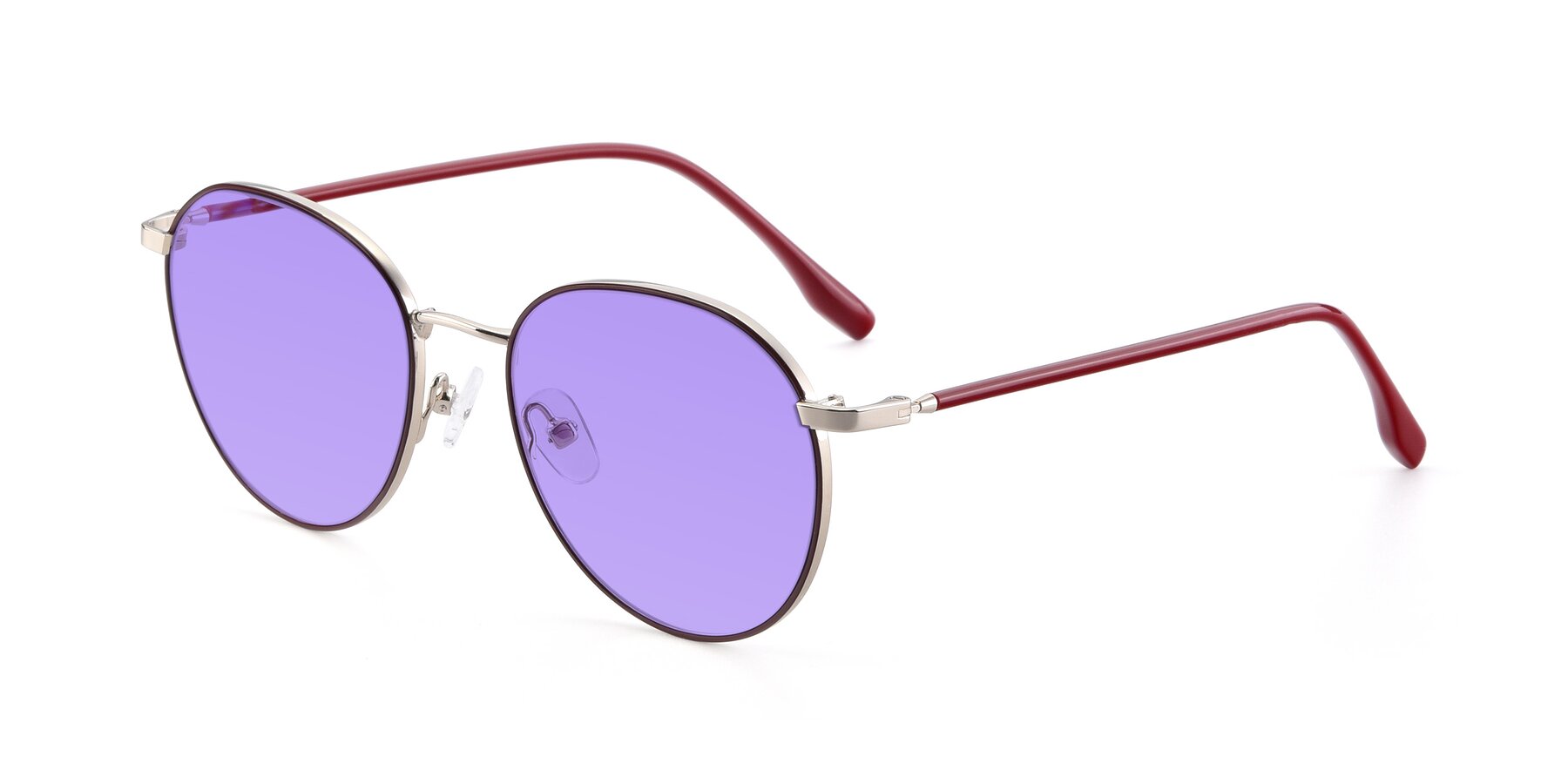 Angle of 9553 in Wine-Silver with Medium Purple Tinted Lenses