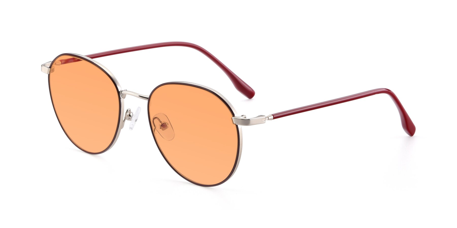Angle of 9553 in Wine-Silver with Medium Orange Tinted Lenses