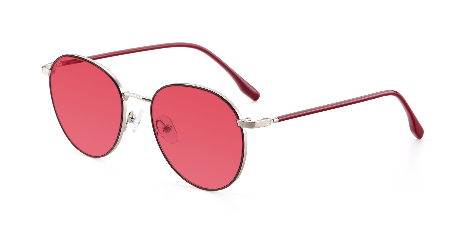 Angle of 9553 in Wine-Silver with Red Tinted Lenses