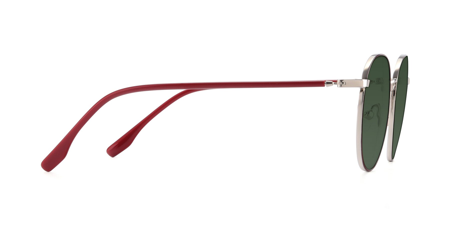 Side of 9553 in Wine-Silver with Green Tinted Lenses