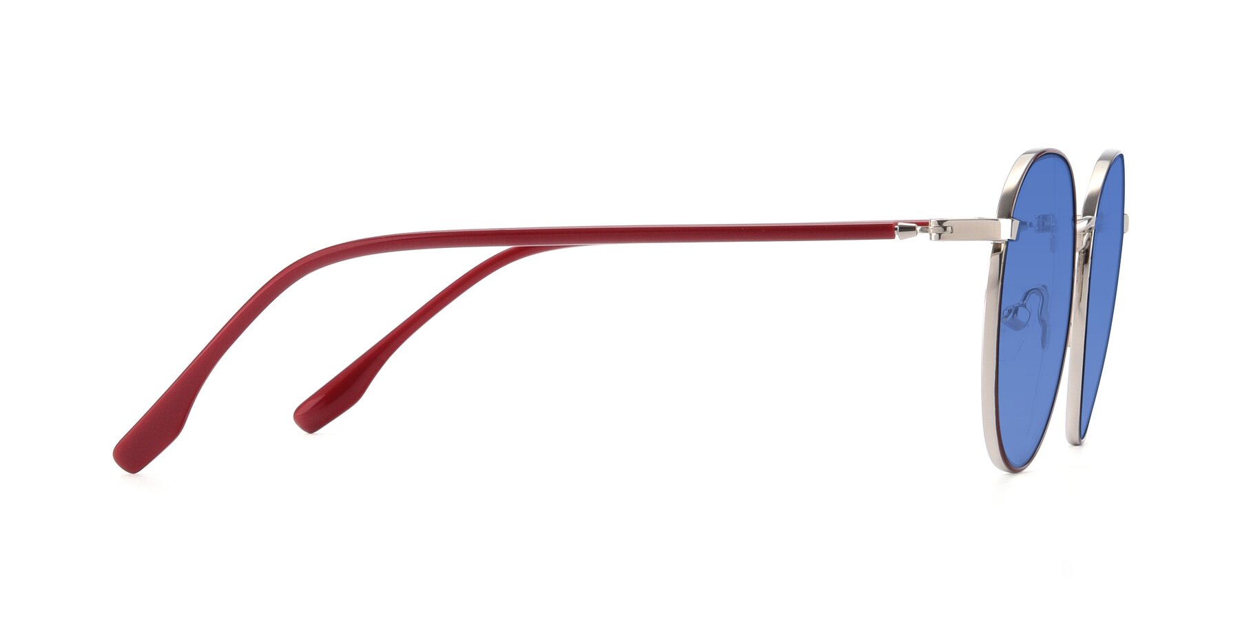 Side of 9553 in Wine-Silver with Blue Tinted Lenses