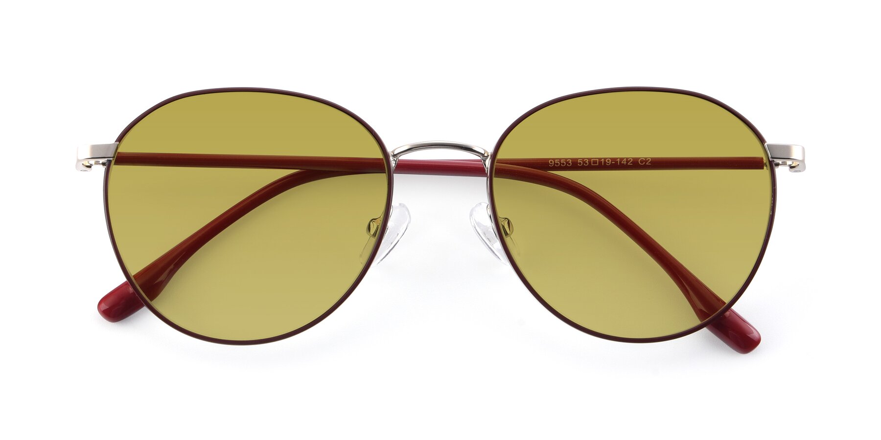 Folded Front of 9553 in Wine-Silver with Champagne Tinted Lenses
