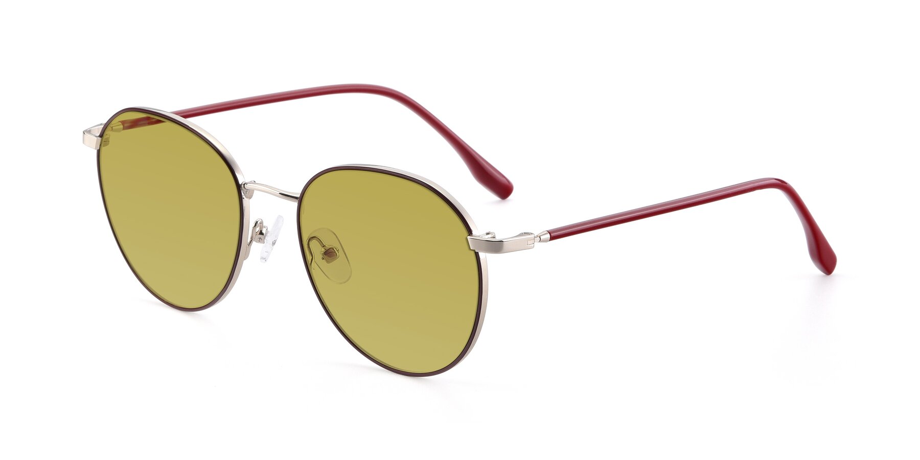 Angle of 9553 in Wine-Silver with Champagne Tinted Lenses