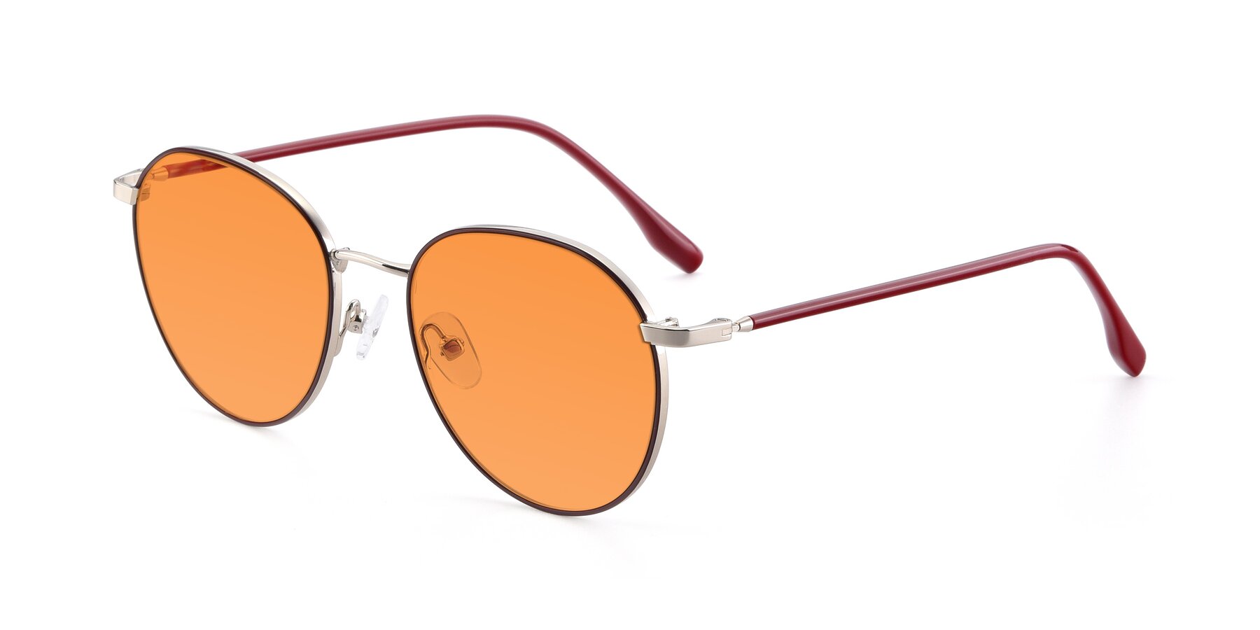 Angle of 9553 in Wine-Silver with Orange Tinted Lenses