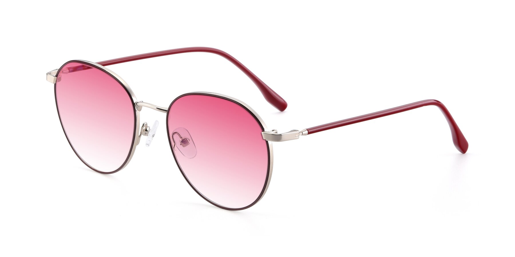Angle of 9553 in Wine-Silver with Pink Gradient Lenses