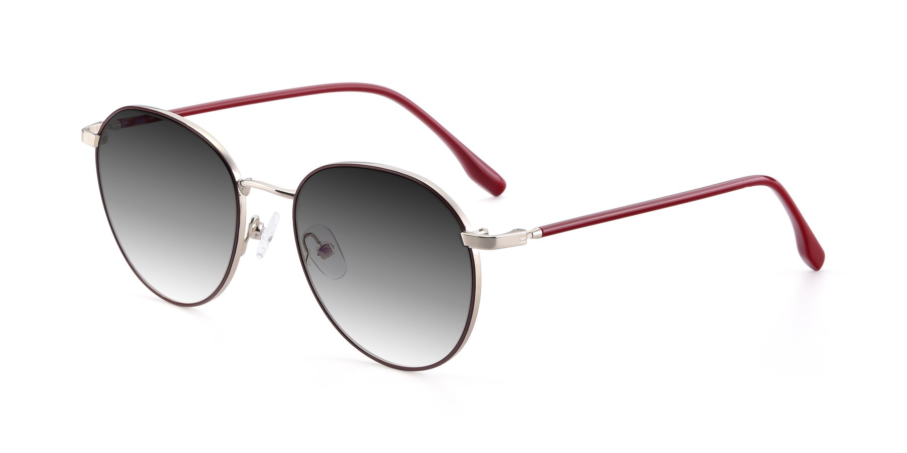 Angle of 9553 in Wine-Silver with Gray Gradient Lenses